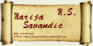 Marija Savandić vizit kartica